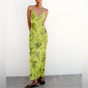Zara Blogger Favorite Printed Midi Dress in green